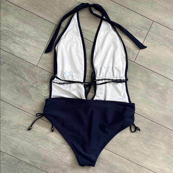 CUPSHE Navy Blue Halter One Piece Swimsuit, Size L - Picture 15 of 15